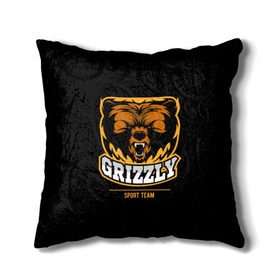 Подушка 3D с принтом GTIZZLY(sport team) в городе Новоалтайск, наволочка – 100% полиэстер, наполнитель – холлофайбер (легкий наполнитель, не вызывает аллергию). | состоит из подушки и наволочки. Наволочка на молнии, легко снимается для стирки | bear | grizzly | гризли | медведь | ярость