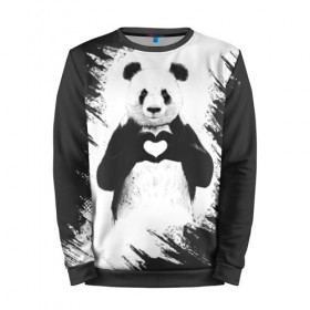 Мужской свитшот 3D с принтом Panda love в городе Новоалтайск, 100% полиэстер с мягким внутренним слоем | круглый вырез горловины, мягкая резинка на манжетах и поясе, свободная посадка по фигуре | 14 февраля | love | panda | panda love | день святого валентина | любовь | панда