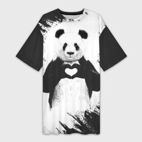 Платье-футболка 3D с принтом Panda love в городе Новоалтайск,  |  | 14 февраля | love | panda | panda love | день святого валентина | любовь | панда