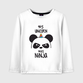 Детский лонгслив хлопок с принтом Unicorn ninja в городе Новоалтайск, 100% хлопок | круглый вырез горловины, полуприлегающий силуэт, длина до линии бедер | panda dab | unicorn ninja