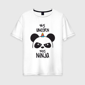 Женская футболка хлопок Oversize с принтом Unicorn ninja в городе Новоалтайск, 100% хлопок | свободный крой, круглый ворот, спущенный рукав, длина до линии бедер
 | panda dab | unicorn ninja