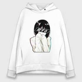 Женское худи Oversize хлопок с принтом LOVE (Japanese) в городе Новоалтайск, френч-терри — 70% хлопок, 30% полиэстер. Мягкий теплый начес внутри —100% хлопок | боковые карманы, эластичные манжеты и нижняя кромка, капюшон на магнитной кнопке | люблю