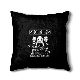 Подушка 3D с принтом Группа Scorpions в городе Новоалтайск, наволочка – 100% полиэстер, наполнитель – холлофайбер (легкий наполнитель, не вызывает аллергию). | состоит из подушки и наволочки. Наволочка на молнии, легко снимается для стирки | scorpions | группа | скорпионс | хард | хардрок