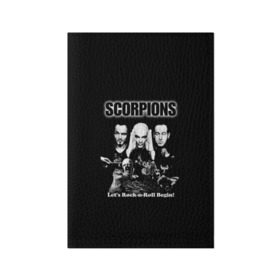 Обложка для паспорта матовая кожа с принтом Группа Scorpions в городе Новоалтайск, натуральная матовая кожа | размер 19,3 х 13,7 см; прозрачные пластиковые крепления | scorpions | группа | скорпионс | хард | хардрок