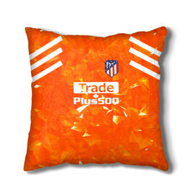 Подушка 3D с принтом Atletico Madrid Original #5 в городе Новоалтайск, наволочка – 100% полиэстер, наполнитель – холлофайбер (легкий наполнитель, не вызывает аллергию). | состоит из подушки и наволочки. Наволочка на молнии, легко снимается для стирки | атлетико мадрид | полосы | эмблема