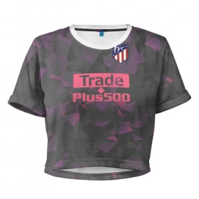 Женская футболка 3D укороченная с принтом Atletico Madrid Original #8 в городе Новоалтайск, 100% полиэстер | круглая горловина, длина футболки до линии талии, рукава с отворотами | атлетико мадрид | полигоны | эмблема