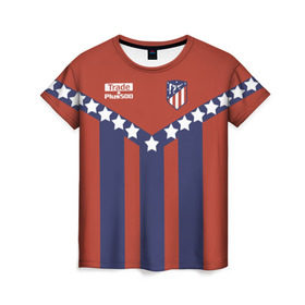 Женская футболка 3D с принтом Atletico Madrid Original #11 в городе Новоалтайск, 100% полиэфир ( синтетическое хлопкоподобное полотно) | прямой крой, круглый вырез горловины, длина до линии бедер | атлетико мадрид | полосы | эмблема