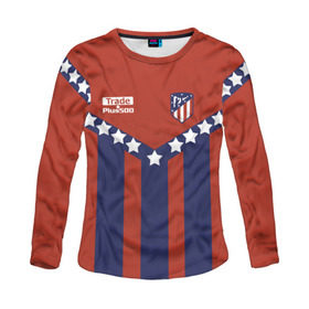 Женский лонгслив 3D с принтом Atletico Madrid Original #11 в городе Новоалтайск, 100% полиэстер | длинные рукава, круглый вырез горловины, полуприлегающий силуэт | атлетико мадрид | полосы | эмблема
