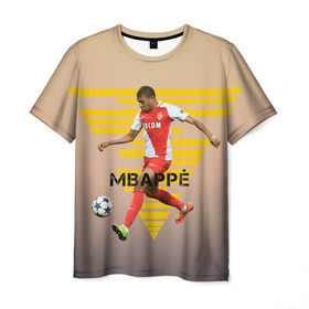Мужская футболка 3D с принтом Kylian Mbappe в городе Новоалтайск, 100% полиэфир | прямой крой, круглый вырез горловины, длина до линии бедер | kylian mbappe | monaco | килиан мбаппе | монако | футболист