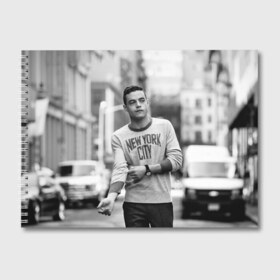Альбом для рисования с принтом Rami Malek в городе Новоалтайск, 100% бумага
 | матовая бумага, плотность 200 мг. | mr robot | rami malek | мистер робот | рами малек