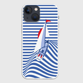 Чехол для iPhone 13 mini с принтом Яхта в городе Новоалтайск,  |  | Тематика изображения на принте: flag | joke | prank | sail | sea | stripes | water | waves | yacht vest | вода | волны | море | парус | полосы | прикол | тельняшка | флаг | шутка | яхта