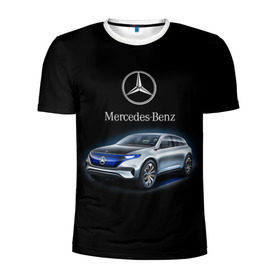 Мужская футболка 3D спортивная с принтом Mercedes-Benz в городе Новоалтайск, 100% полиэстер с улучшенными характеристиками | приталенный силуэт, круглая горловина, широкие плечи, сужается к линии бедра | kомпания производитель легковых автомобилей премиального класса | немецкое качество