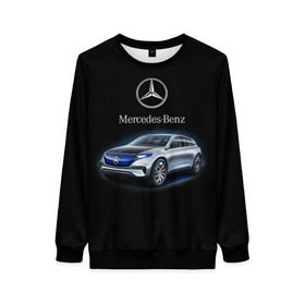 Женский свитшот 3D с принтом Mercedes-Benz в городе Новоалтайск, 100% полиэстер с мягким внутренним слоем | круглый вырез горловины, мягкая резинка на манжетах и поясе, свободная посадка по фигуре | kомпания производитель легковых автомобилей премиального класса | немецкое качество