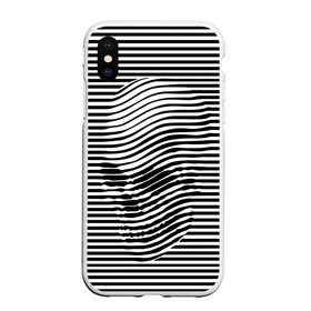 Чехол для iPhone XS Max матовый с принтом Череп в городе Новоалтайск, Силикон | Область печати: задняя сторона чехла, без боковых панелей | Тематика изображения на принте: art | optical | skull | stripes | vest | искусство | оптическое | полосы | тельняшка | череп