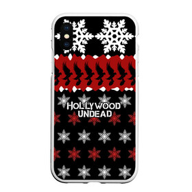 Чехол для iPhone XS Max матовый с принтом Праздничный Hollywood Undead в городе Новоалтайск, Силикон | Область печати: задняя сторона чехла, без боковых панелей | charlie scene | danny | funny man | hollywood | j dog | johnny 3 tears | undead | андед | голивуд | голливудская | группа | знак | кранккор | красный | метал | надпись | нежить | новогодний | новый год | ню | праздник | реп | рождество