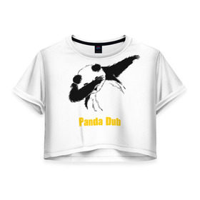 Женская футболка 3D укороченная с принтом Panda dub в городе Новоалтайск, 100% полиэстер | круглая горловина, длина футболки до линии талии, рукава с отворотами | dab | dance | dub | movement | panda | движение | панда | танец