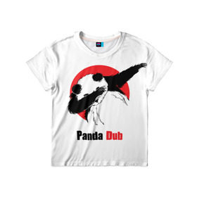 Детская футболка 3D с принтом Panda dub в городе Новоалтайск, 100% гипоаллергенный полиэфир | прямой крой, круглый вырез горловины, длина до линии бедер, чуть спущенное плечо, ткань немного тянется | dab | dance | dub | movement | panda | движение | панда | танец