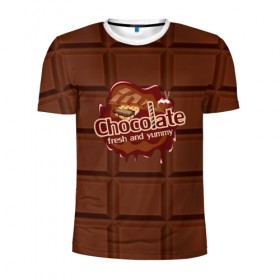 Мужская футболка 3D спортивная с принтом Chocolate в городе Новоалтайск, 100% полиэстер с улучшенными характеристиками | приталенный силуэт, круглая горловина, широкие плечи, сужается к линии бедра | chocolate | fresh | еда | плитка | сладости | шоколад