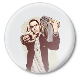 Значок с принтом Eminem Art в городе Новоалтайск,  металл | круглая форма, металлическая застежка в виде булавки | art | eminem | hip hop | rap | rap god | арт | брюс | бумбокс | маршалл | мэтерс | рэп | хим хоп | эминем