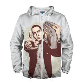 Мужская ветровка 3D с принтом Eminem Art в городе Новоалтайск, 100% полиэстер | подол и капюшон оформлены резинкой с фиксаторами, два кармана без застежек по бокам, один потайной карман на груди | art | eminem | hip hop | rap | rap god | арт | брюс | бумбокс | маршалл | мэтерс | рэп | хим хоп | эминем