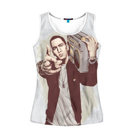 Женская майка 3D с принтом Eminem Art в городе Новоалтайск, 100% полиэстер | круглая горловина, прямой силуэт, длина до линии бедра | art | eminem | hip hop | rap | rap god | арт | брюс | бумбокс | маршалл | мэтерс | рэп | хим хоп | эминем