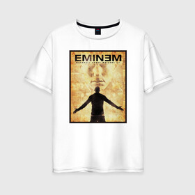 Женская футболка хлопок Oversize с принтом EMINEM в городе Новоалтайск, 100% хлопок | свободный крой, круглый ворот, спущенный рукав, длина до линии бедер
 | lp | marshall bruce mathers iii | rap | маршал брюс мэзерс третий | мезерс третий | реп | рэп | рэпер | эминем | эминэм