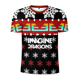Мужская футболка 3D спортивная с принтом Праздничный Imagine Dragons в городе Новоалтайск, 100% полиэстер с улучшенными характеристиками | приталенный силуэт, круглая горловина, широкие плечи, сужается к линии бедра | альтернативный | американская | группа | драгонс | имеджин | инди | индирок | новогодний | поп | рождество | рок | свитер | электроник