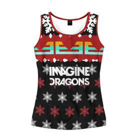 Женская майка 3D с принтом Праздничный Imagine Dragons в городе Новоалтайск, 100% полиэстер | круглая горловина, прямой силуэт, длина до линии бедра | альтернативный | американская | группа | драгонс | имеджин | инди | индирок | новогодний | поп | рождество | рок | свитер | электроник