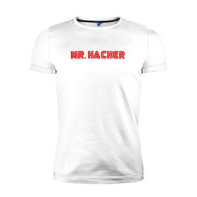 Мужская футболка премиум с принтом Mr Hacker в городе Новоалтайск, 92% хлопок, 8% лайкра | приталенный силуэт, круглый вырез ворота, длина до линии бедра, короткий рукав | mr robot | rami malek | мистер робот | рами малек