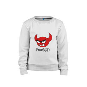 Детский свитшот хлопок с принтом FreeBSD демон в городе Новоалтайск, 100% хлопок | круглый вырез горловины, эластичные манжеты, пояс и воротник | bsd | demon | freebsd | os | unix | демон | злой | ос | чёртик