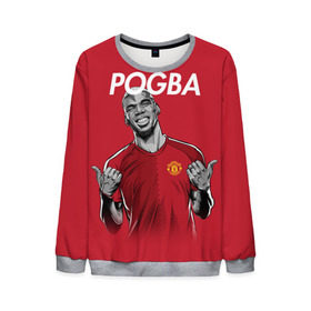 Мужской свитшот 3D с принтом Pogba Manchester United в городе Новоалтайск, 100% полиэстер с мягким внутренним слоем | круглый вырез горловины, мягкая резинка на манжетах и поясе, свободная посадка по фигуре | mu | paul | pogba | манчестер юнайтед | мю | погба | форма
