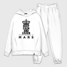 Мужской костюм хлопок OVERSIZE с принтом Keep calm and listen 30 S to M в городе Новоалтайск,  |  | 30 seconds to mars | 30 секунд до марса | 30stm | thirty seconds to mars | альтернативный | гранж | группа | джаред | корона | лето | надпись | нео | пост | прогрессивный | рок | хард | шеннон