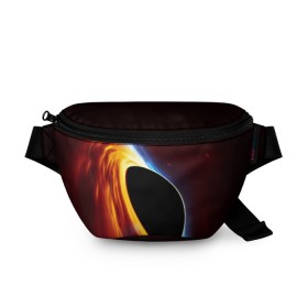 Поясная сумка 3D с принтом Black planet в городе Новоалтайск, 100% полиэстер | плотная ткань, ремень с регулируемой длиной, внутри несколько карманов для мелочей, основное отделение и карман с обратной стороны сумки застегиваются на молнию | black hole | planet | space | астрономия | вселенная | звёзды | космос | млечный путь | планета | чёрная дыра