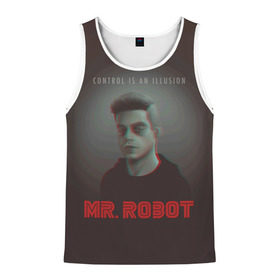 Мужская майка 3D с принтом Mr Robot в городе Новоалтайск, 100% полиэстер | круглая горловина, приталенный силуэт, длина до линии бедра. Пройма и горловина окантованы тонкой бейкой | mister robot | mr robot | rami malek | мистер робот | рами малек