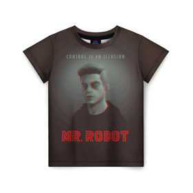 Детская футболка 3D с принтом Mr Robot в городе Новоалтайск, 100% гипоаллергенный полиэфир | прямой крой, круглый вырез горловины, длина до линии бедер, чуть спущенное плечо, ткань немного тянется | mister robot | mr robot | rami malek | мистер робот | рами малек