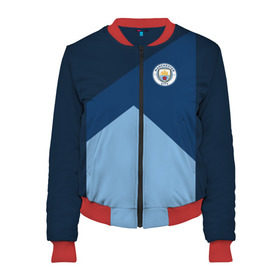 Женский бомбер 3D с принтом Manchester city 2018 #7 в городе Новоалтайск, 100% полиэстер | застегивается на молнию, по бокам два кармана без застежек, мягкие манжеты, по низу бомбера и на воротнике — эластичная резинка | fc | manchester city | манчестер сити | спорт | спортивные | футбол | футбольный