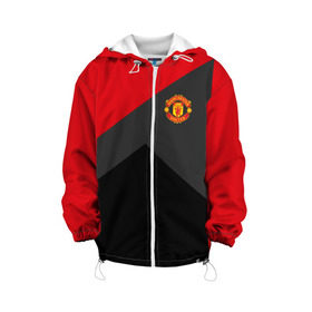Детская куртка 3D с принтом Manchester United 2018 #18 в городе Новоалтайск, 100% полиэстер | застежка — молния, подол и капюшон оформлены резинкой с фиксаторами, по бокам — два кармана без застежек, один потайной карман на груди, плотность верхнего слоя — 90 г/м2; плотность флисового подклада — 260 г/м2 | 