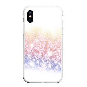 Чехол для iPhone XS Max матовый с принтом Зимний лес в городе Новоалтайск, Силикон | Область печати: задняя сторона чехла, без боковых панелей | зима | рождество