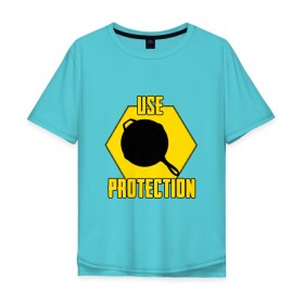 Мужская футболка хлопок Oversize с принтом Use Protection в городе Новоалтайск, 100% хлопок | свободный крой, круглый ворот, “спинка” длиннее передней части | battle royale | playerunknown | playerunknowns | playerunknowns battlegrounds | pubg | онлайн игра
