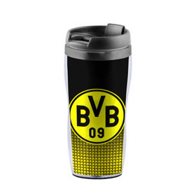 Термокружка-непроливайка с принтом FC Borussia 2018 Original #1 в городе Новоалтайск, внутренняя часть — пищевой пластик, наружная часть — прозрачный пластик, между ними — полиграфическая вставка с рисунком | объем — 350 мл, герметичная крышка | боруссия | дортмунд