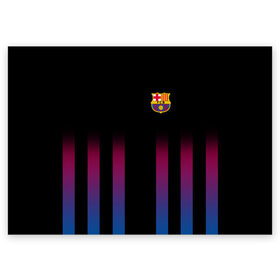 Поздравительная открытка с принтом FC Barcelona Color Line в городе Новоалтайск, 100% бумага | плотность бумаги 280 г/м2, матовая, на обратной стороне линовка и место для марки
 | Тематика изображения на принте: fc barcelona | fcb | барселона | спорт | спортивные | фк | футбол