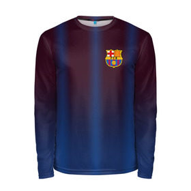 Мужской лонгслив 3D с принтом FC Barcelona Gradient в городе Новоалтайск, 100% полиэстер | длинные рукава, круглый вырез горловины, полуприлегающий силуэт | fc | fc barcelona | fcb | барселона | спорт | спортивные | фк | футбол