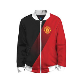 Детский бомбер 3D с принтом Manchester United Элита в городе Новоалтайск, 100% полиэстер | застегивается на молнию, по бокам два кармана без застежек, мягкие манжеты, по низу бомбера и на воротнике — эластичная резинка | Тематика изображения на принте: fc | manchester united | манчестер юнайтед | спортивные | футбол