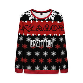 Мужской свитшот 3D с принтом Праздничный Led Zeppelin в городе Новоалтайск, 100% полиэстер с мягким внутренним слоем | круглый вырез горловины, мягкая резинка на манжетах и поясе, свободная посадка по фигуре | led zeppelin | блюз | группа | джимми пейдж | джон генри бонэм | джон пол джонс | знак | красный | лед зепелен | лед зеппелин | метал | надпись | новогодний | новый год | праздник | роберт плант | рождество