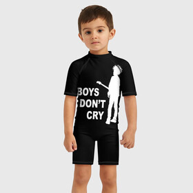 Детский купальный костюм 3D с принтом The Cure в городе Новоалтайск, Полиэстер 85%, Спандекс 15% | застежка на молнии на спине | robert smith | rock band | the cure | uk | британия | роберт смит | рок группа