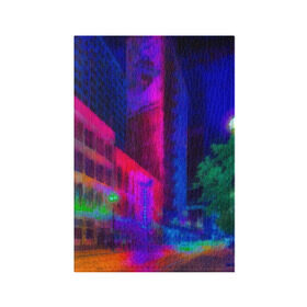 Обложка для паспорта матовая кожа с принтом Neon city в городе Новоалтайск, натуральная матовая кожа | размер 19,3 х 13,7 см; прозрачные пластиковые крепления | город | яркий