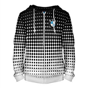 Мужская толстовка 3D на молнии с принтом BMW 2018 Black and White IV в городе Новоалтайск, 100% полиэстер | длина до линии бедра, манжеты и пояс оформлены мягкой тканевой резинкой, двухслойный капюшон со шнурком для регулировки, спереди молния, по бокам два кармана | bmw | автомобильные | бмв | машины