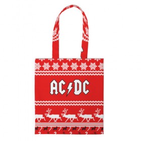 Сумка 3D повседневная с принтом Праздничный AC/DC в городе Новоалтайск, 100% полиэстер | Плотность: 200 г/м2; Размер: 34×35 см; Высота лямок: 30 см | ac dc | acdc |   снежинки | ангус янг | ас дс | асдс | крис слэйд | новогодний | новый год | рождество | стиви янг | эксл роуз