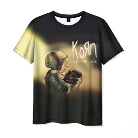 Мужская футболка 3D с принтом Korn, got the life в городе Новоалтайск, 100% полиэфир | прямой крой, круглый вырез горловины, длина до линии бедер | korn | koяn | авто | альтернативный | арвизу | гранж | грув | группа | дэвис | корн | коян | лузье | манки | метал | музыка | нюметал | панк | песни | рок | уэлч | филди | филипп | хэд | шаффер