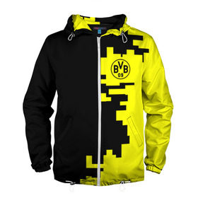 Мужская ветровка 3D с принтом Borussia 2018 Geometry Sport в городе Новоалтайск, 100% полиэстер | подол и капюшон оформлены резинкой с фиксаторами, два кармана без застежек по бокам, один потайной карман на груди | боруссия | дортмунд